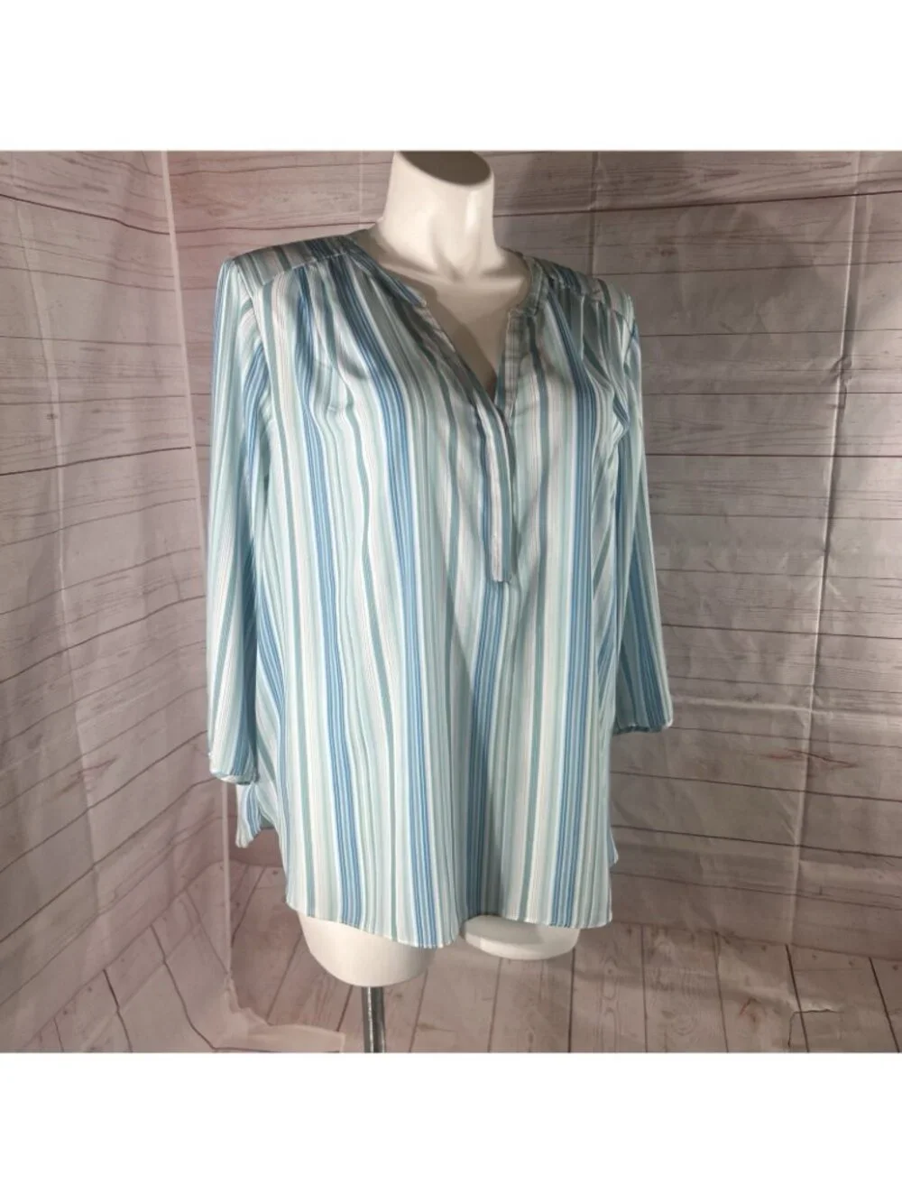 NYDJ Not Your Daughters Jeans Women’s Size 2X Pullover Tunic Top Blue Stripe - Picture 3 of 8